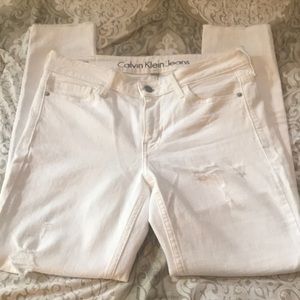 Calvin Klein white skinny ankle jeans